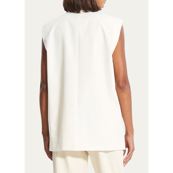 NWT Theory Boxy Oversized Vest Ivory High Twist Twill Medium Large - Picture 4 of 12